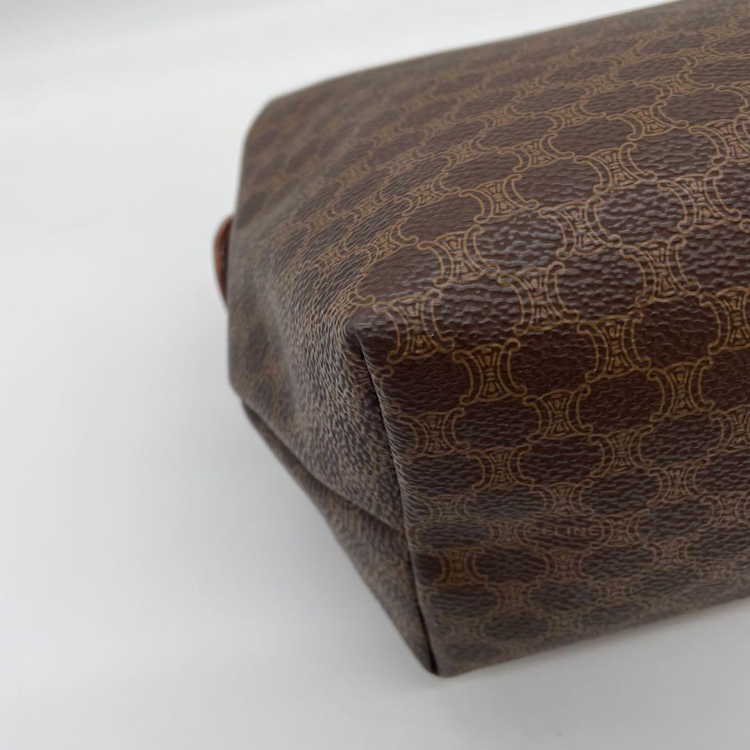 【極美品】セリーヌ　マカダム柄　ポーチ　PVC レザー　ヴィンテージ　ロゴ刻印