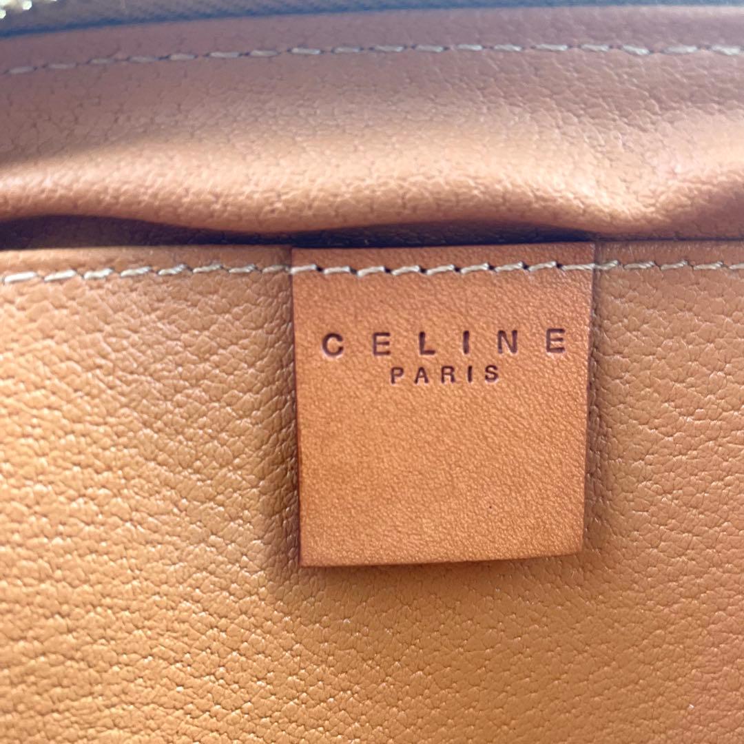 【極美品】セリーヌ　マカダム柄　ポーチ　PVC レザー　ヴィンテージ　ロゴ刻印