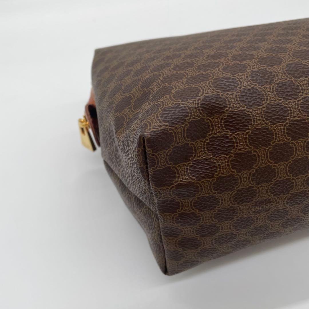 【極美品】セリーヌ　マカダム柄　ポーチ　PVC レザー　ヴィンテージ　ロゴ刻印