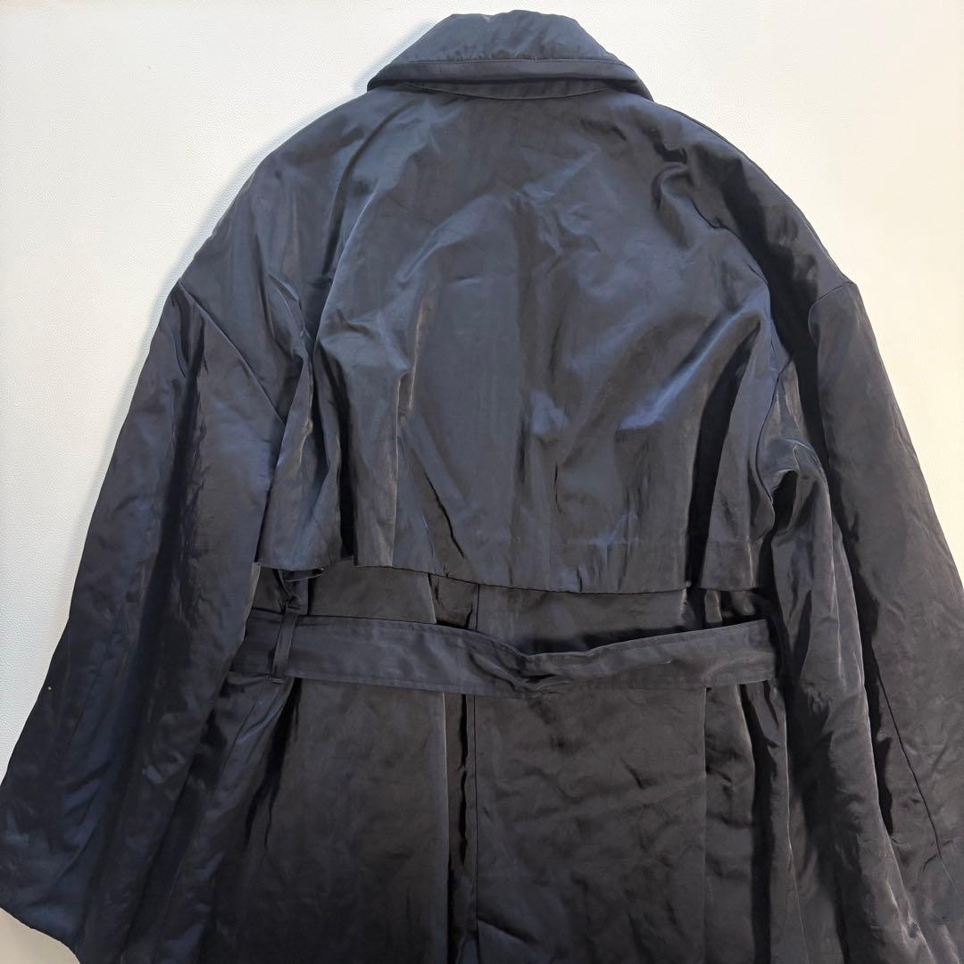 LANVIN ランバンオンブルー　 中綿コート　ネイビー　ベルトあり　光沢