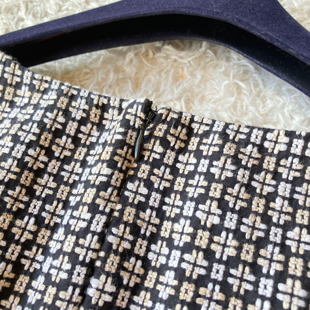 美品✨大きいサイズ42 フェラガモ ミックスツイード　膝丈ワンピース