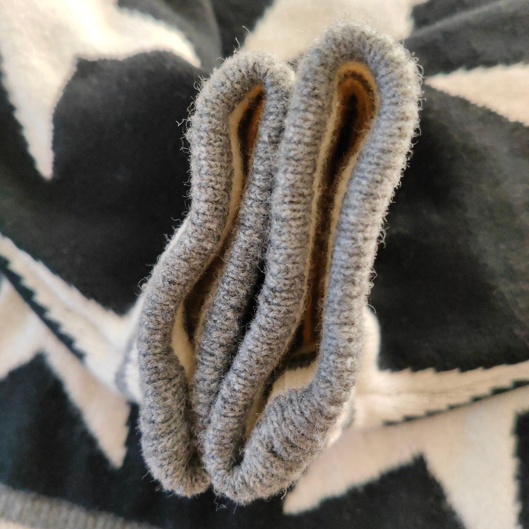 BEAMS GOLF/STARジャガードハイネックセーターL白黒/星形レディース