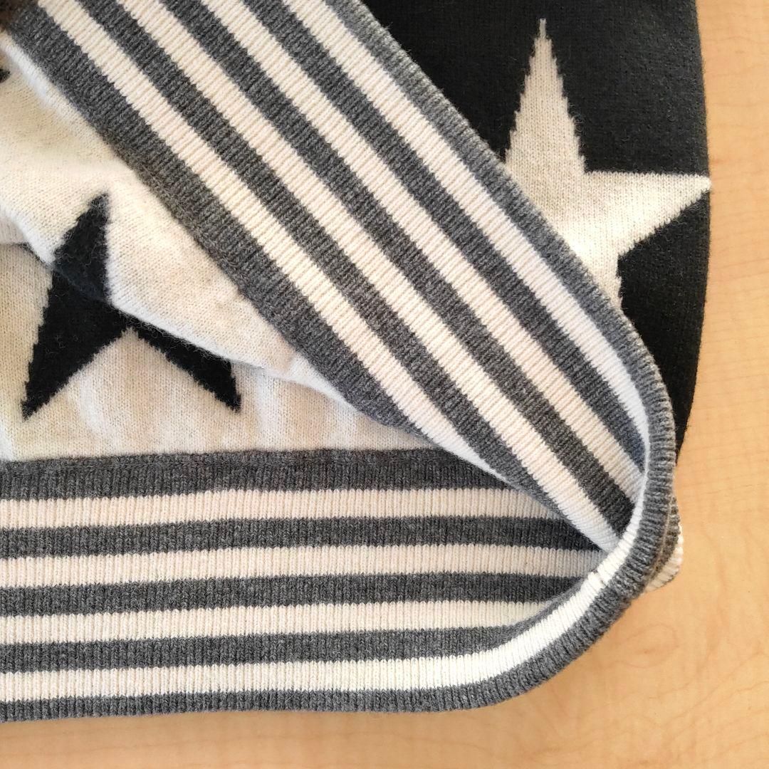 BEAMS GOLF/STARジャガードハイネックセーターL白黒/星形レディース