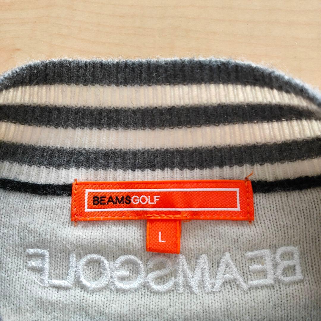 BEAMS GOLF/STARジャガードハイネックセーターL白黒/星形レディース