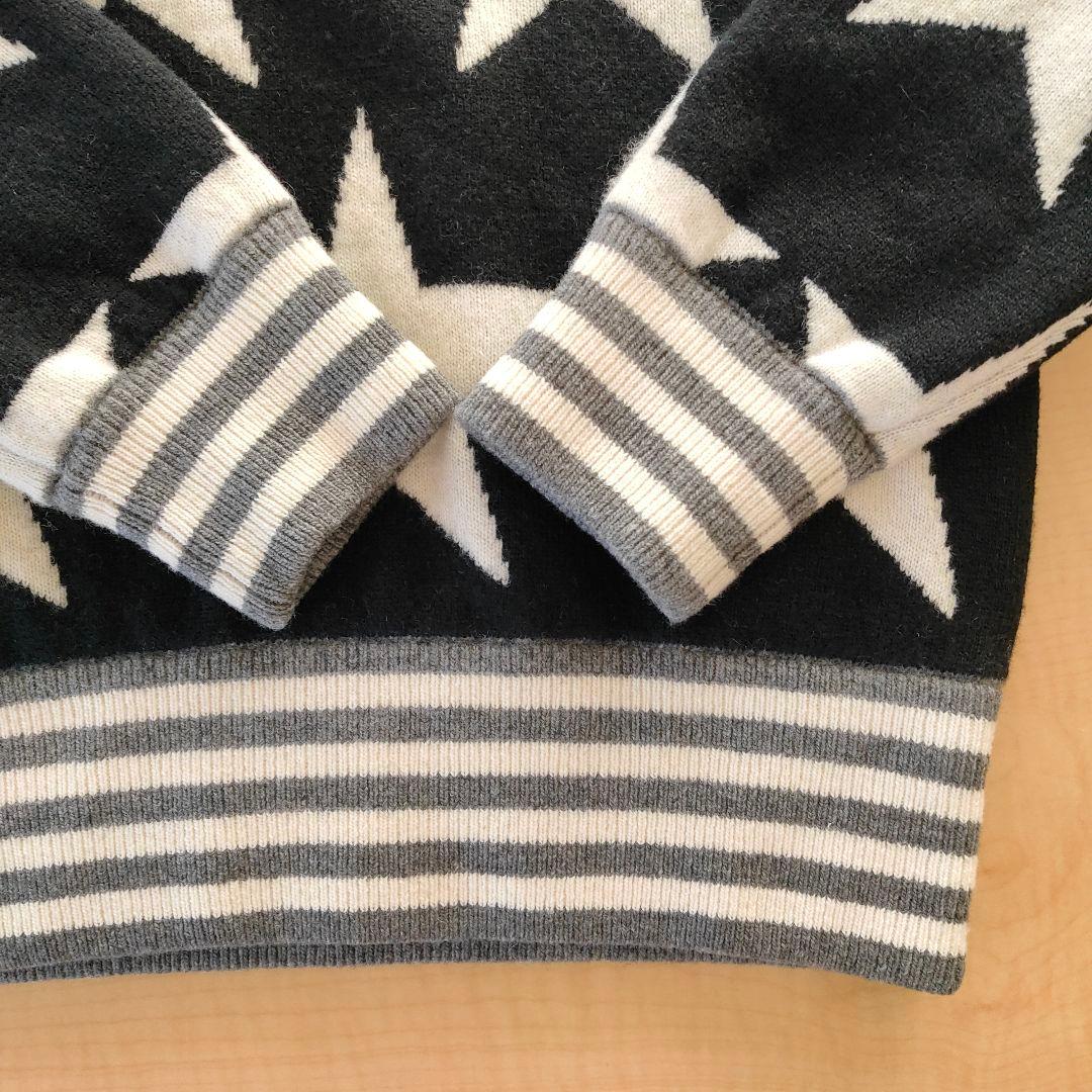 BEAMS GOLF/STARジャガードハイネックセーターL白黒/星形レディース