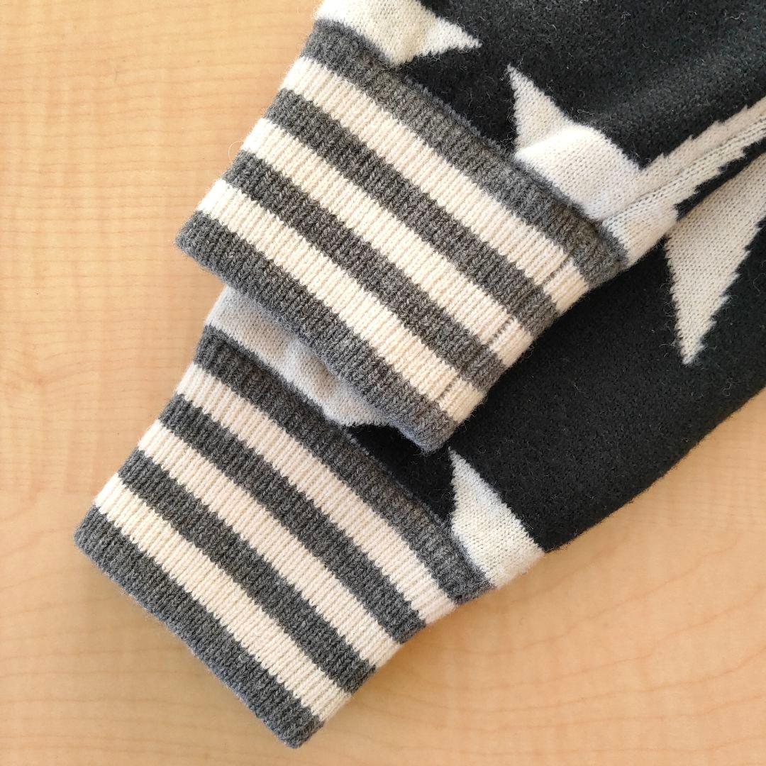 BEAMS GOLF/STARジャガードハイネックセーターL白黒/星形レディース