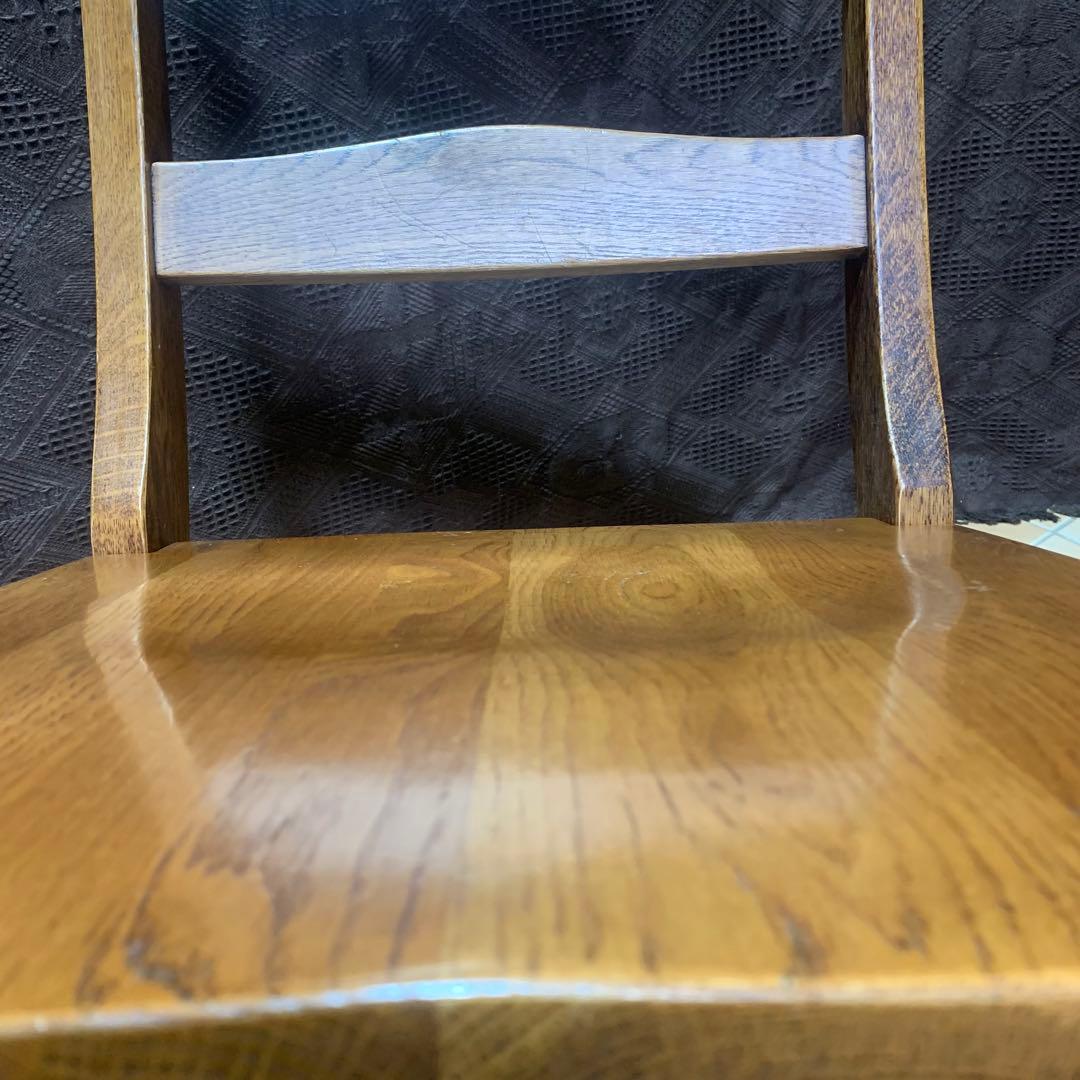 【①】ラダーバックチェア ヴィンテージ オーク材 無垢材 民芸家具