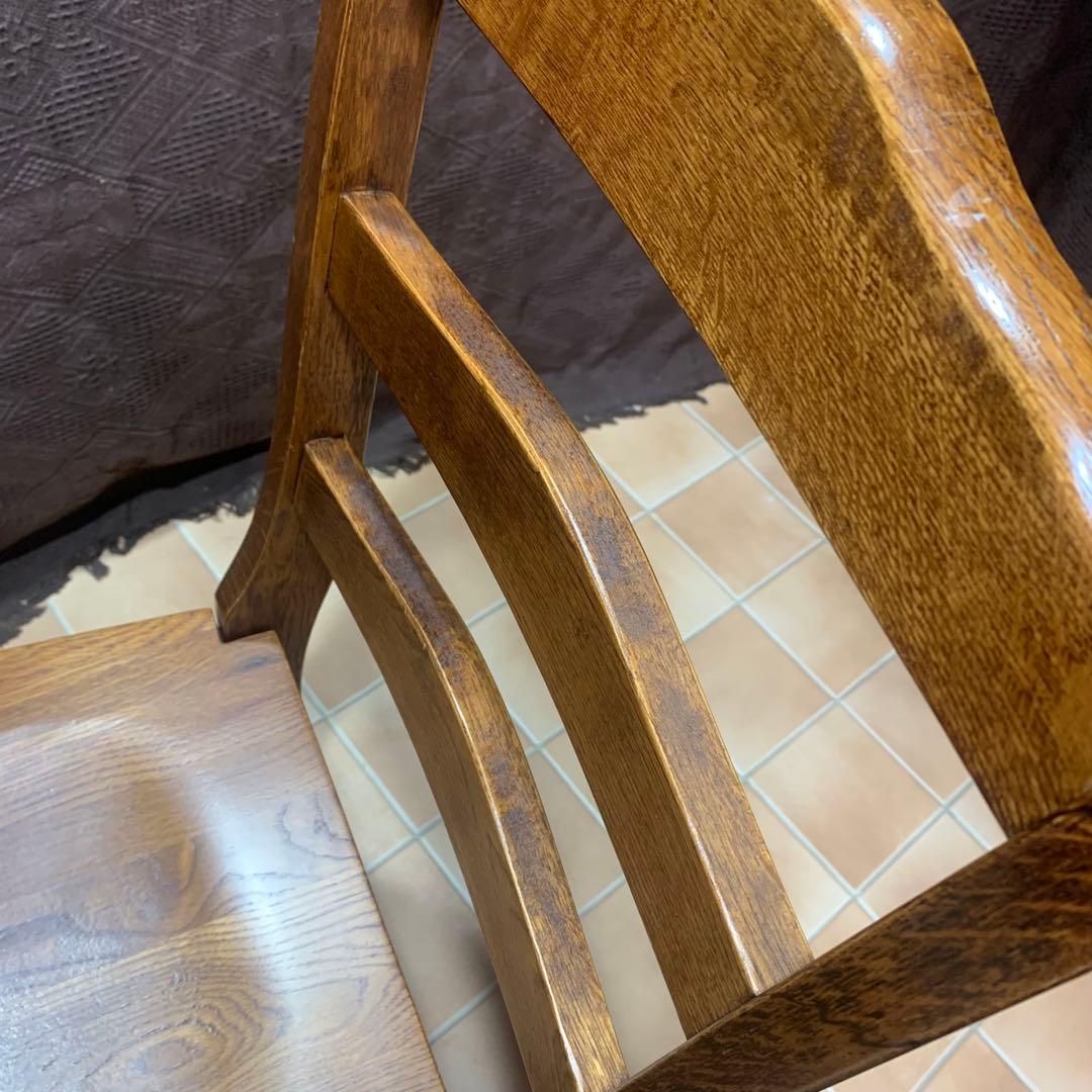 【①】ラダーバックチェア ヴィンテージ オーク材 無垢材 民芸家具