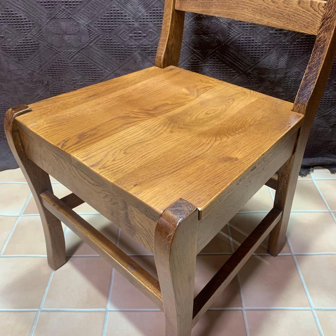 【①】ラダーバックチェア ヴィンテージ オーク材 無垢材 民芸家具