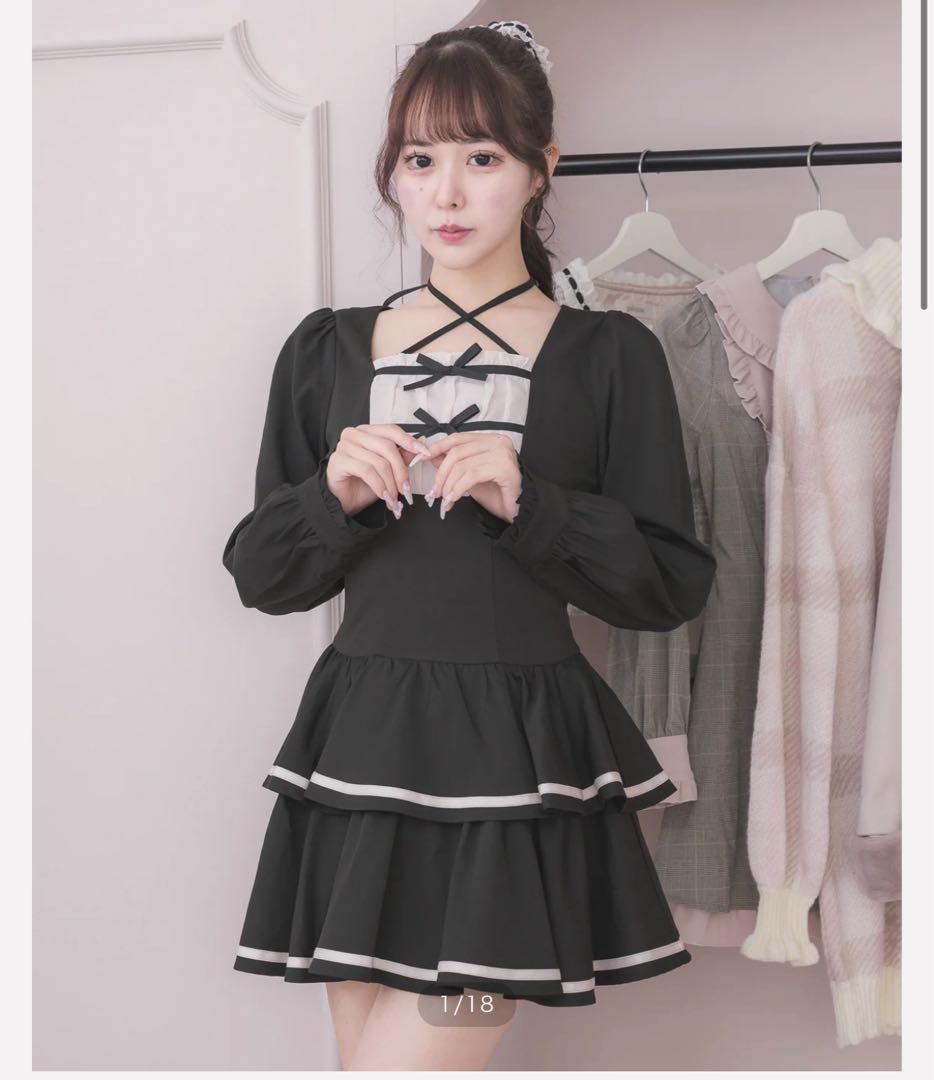 piumクロステープバイカラーティアードワンピース pium クロステープ