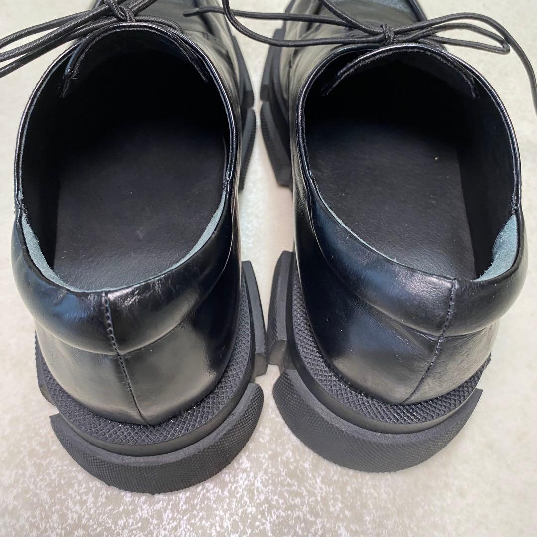 MANA☆ブラック☆24.5cm☆レースアップシューズ☆厚底☆レザー