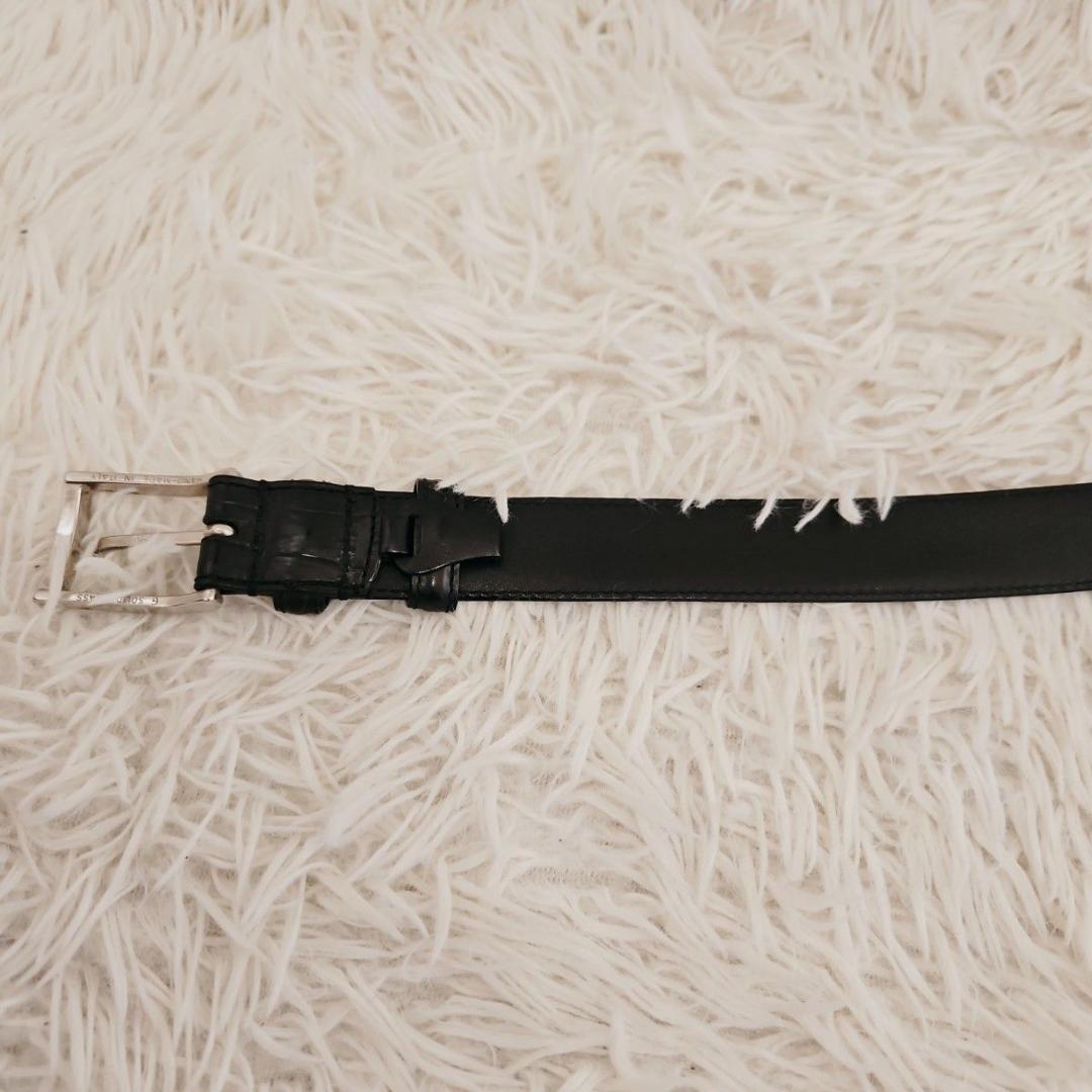 美品 Felisi フェリージ ベルト クロコ 型押し レザー 本革 黒