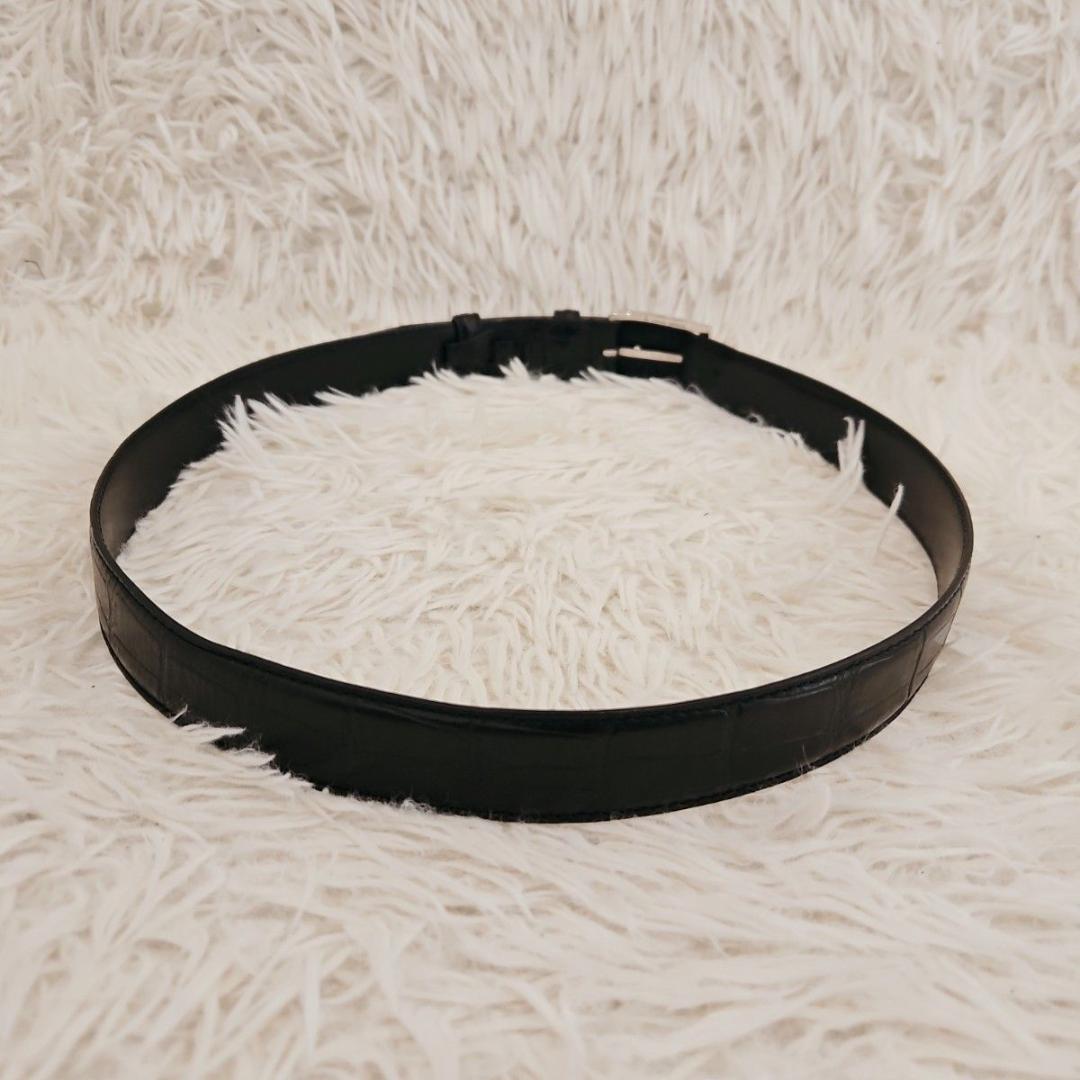 美品 Felisi フェリージ ベルト クロコ 型押し レザー 本革 黒