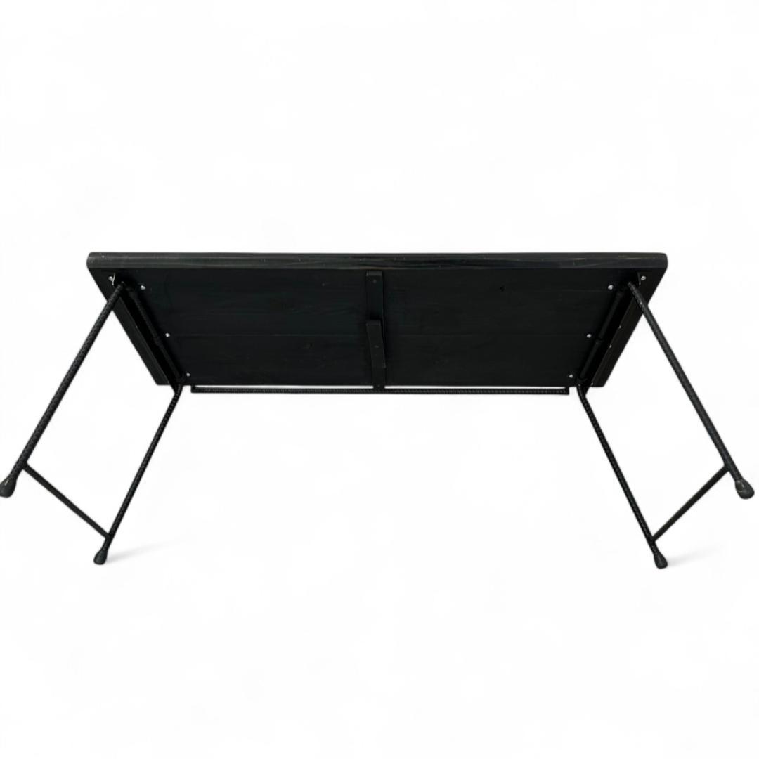 折り畳み アイアンローテーブル ハンドメイド一点物 ネイティブ柄 2段構成可能