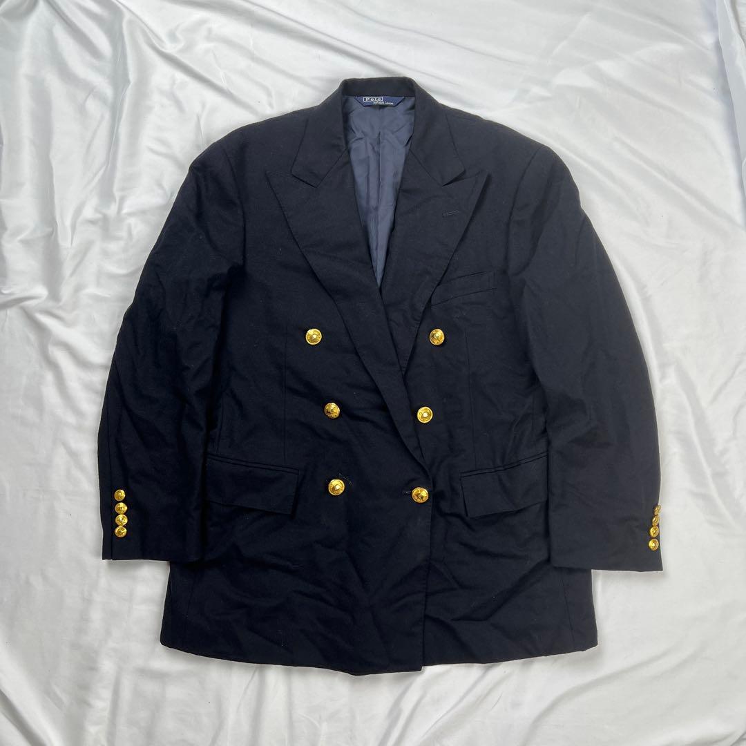 POLO by Ralph Lauren 紺ブレ ダブル 金ボタン ネイビー - メルカリ