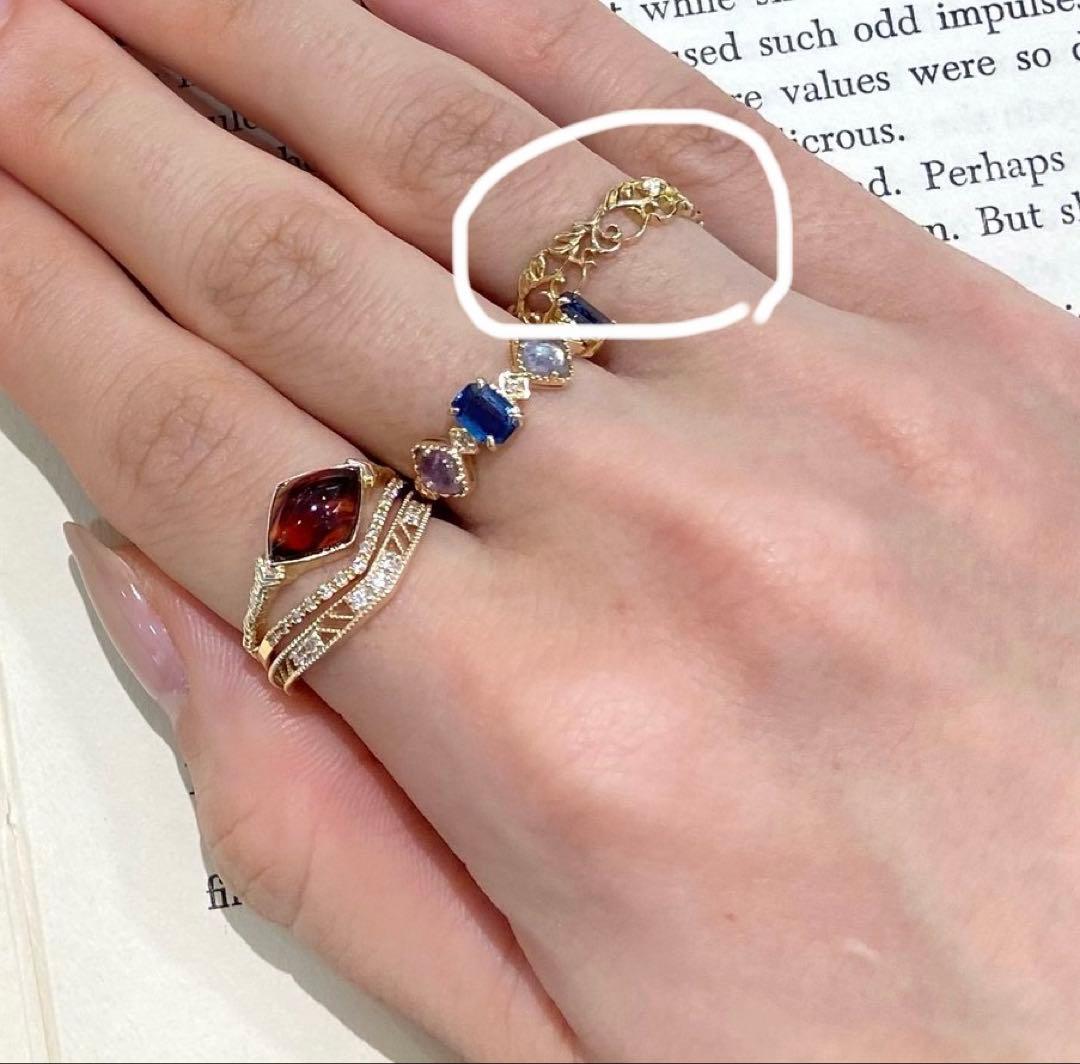 agete K10 オリーブ柄　透かし柄リング　11号