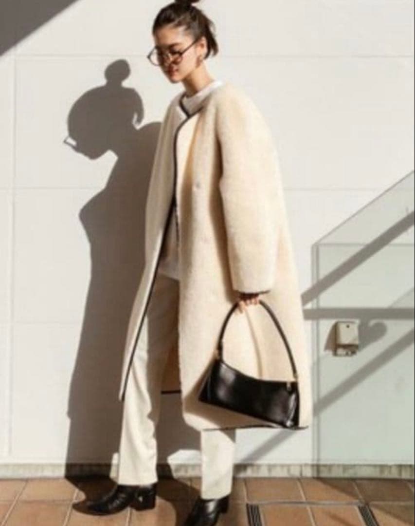 AKTE ロングボアコート　ホワイト　アイボリー