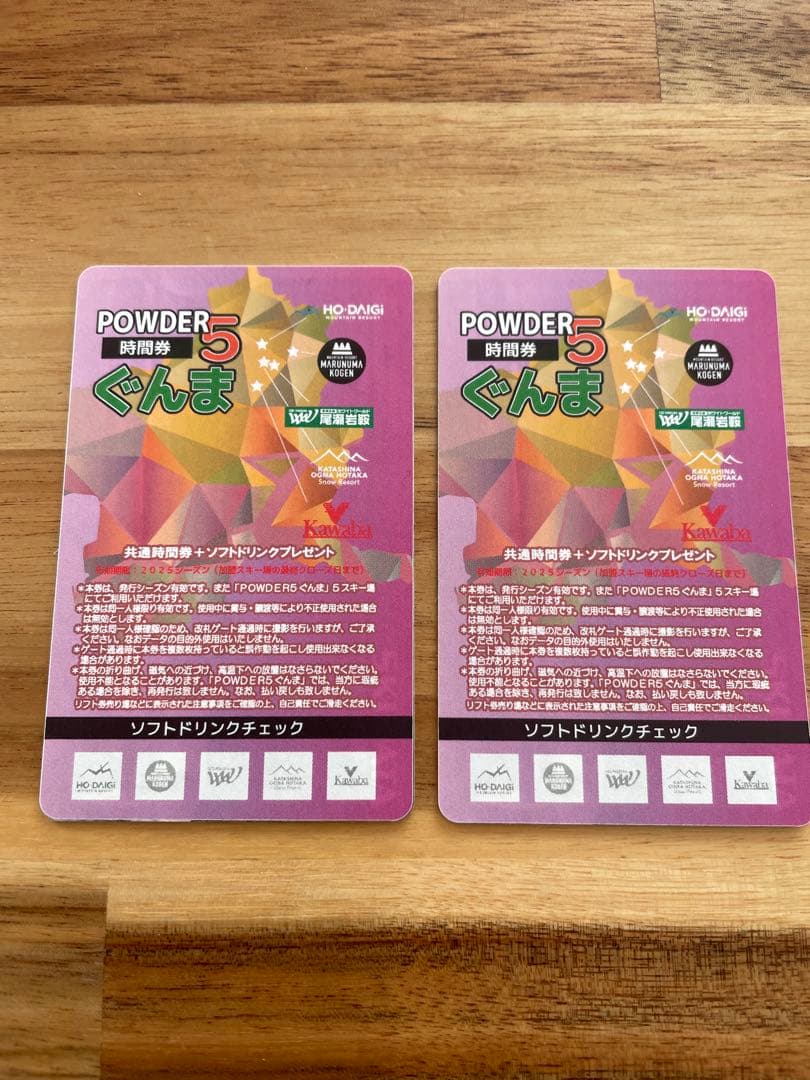 POWDER5 ぐんま「共通リフト時間券」20時間券