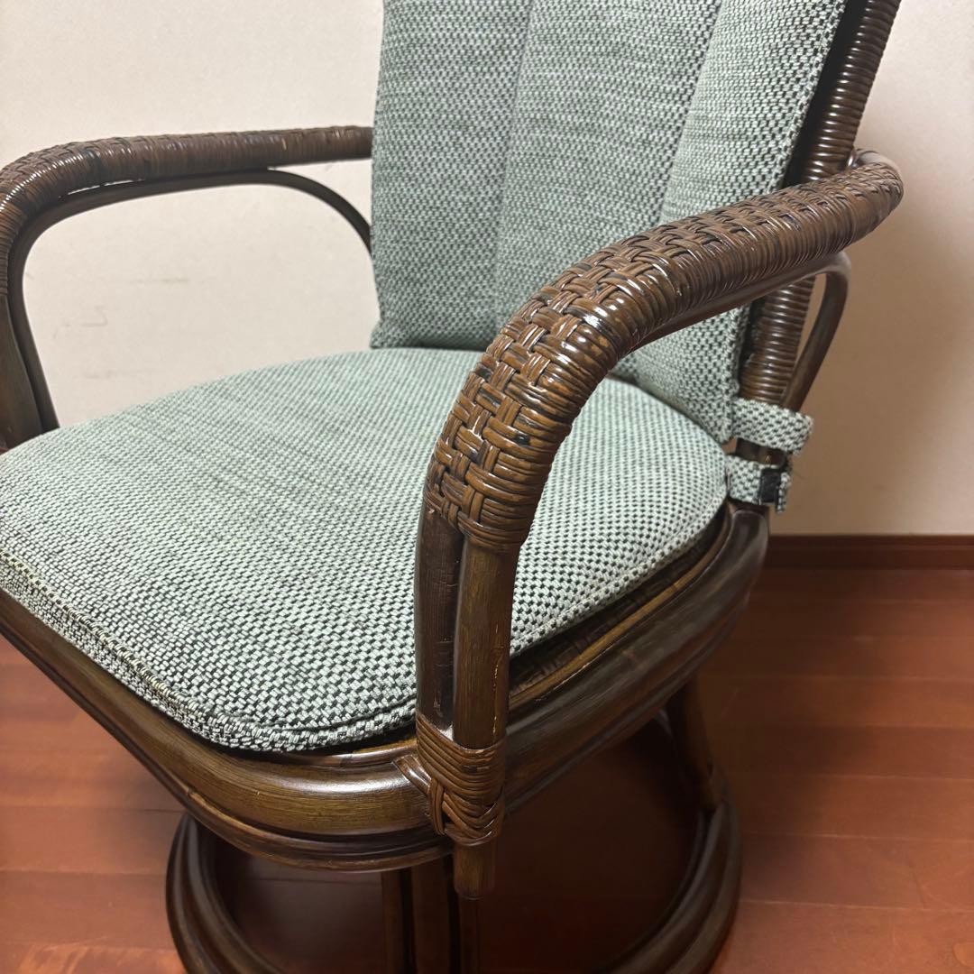 kazama カザマ　デリシアハイバック　チェア　ラタン　回転機能付き