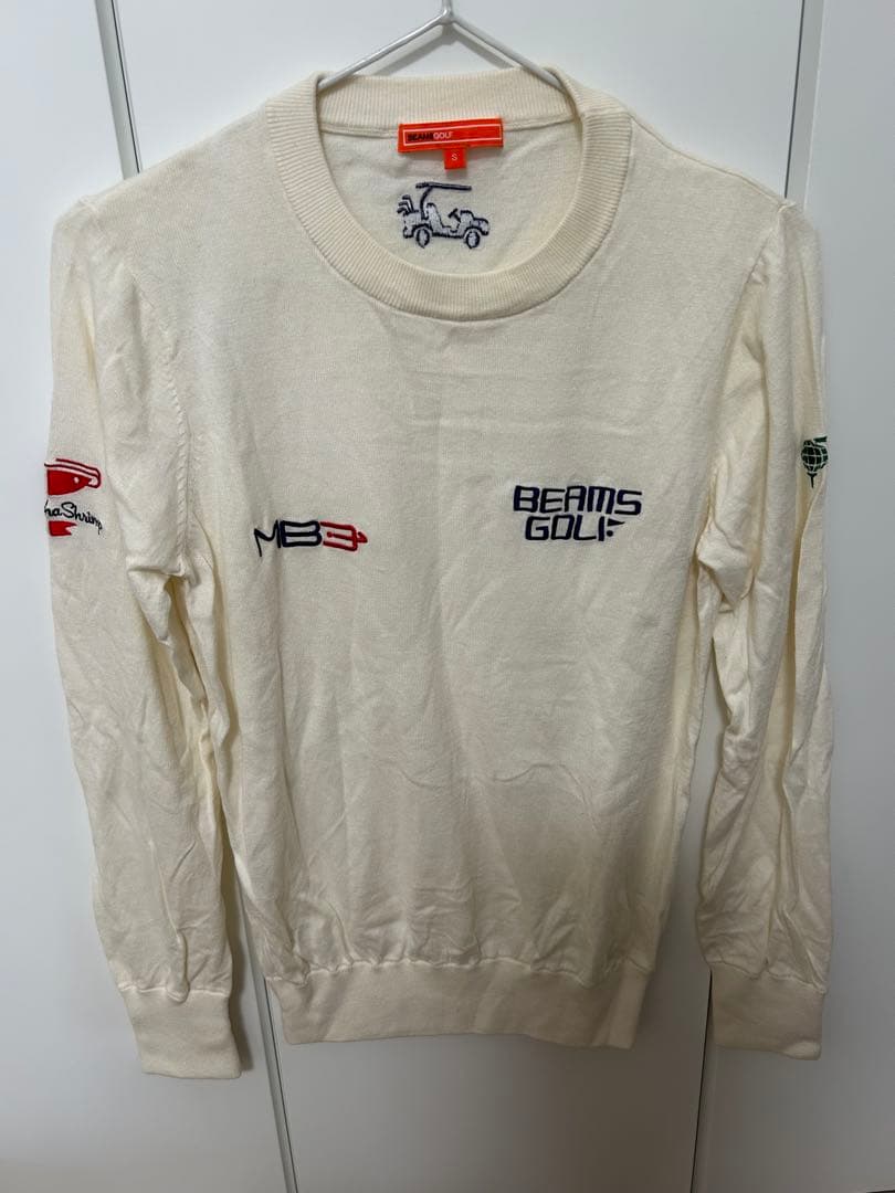 BEAMS GOLF 薄手長袖セーター アイボリー