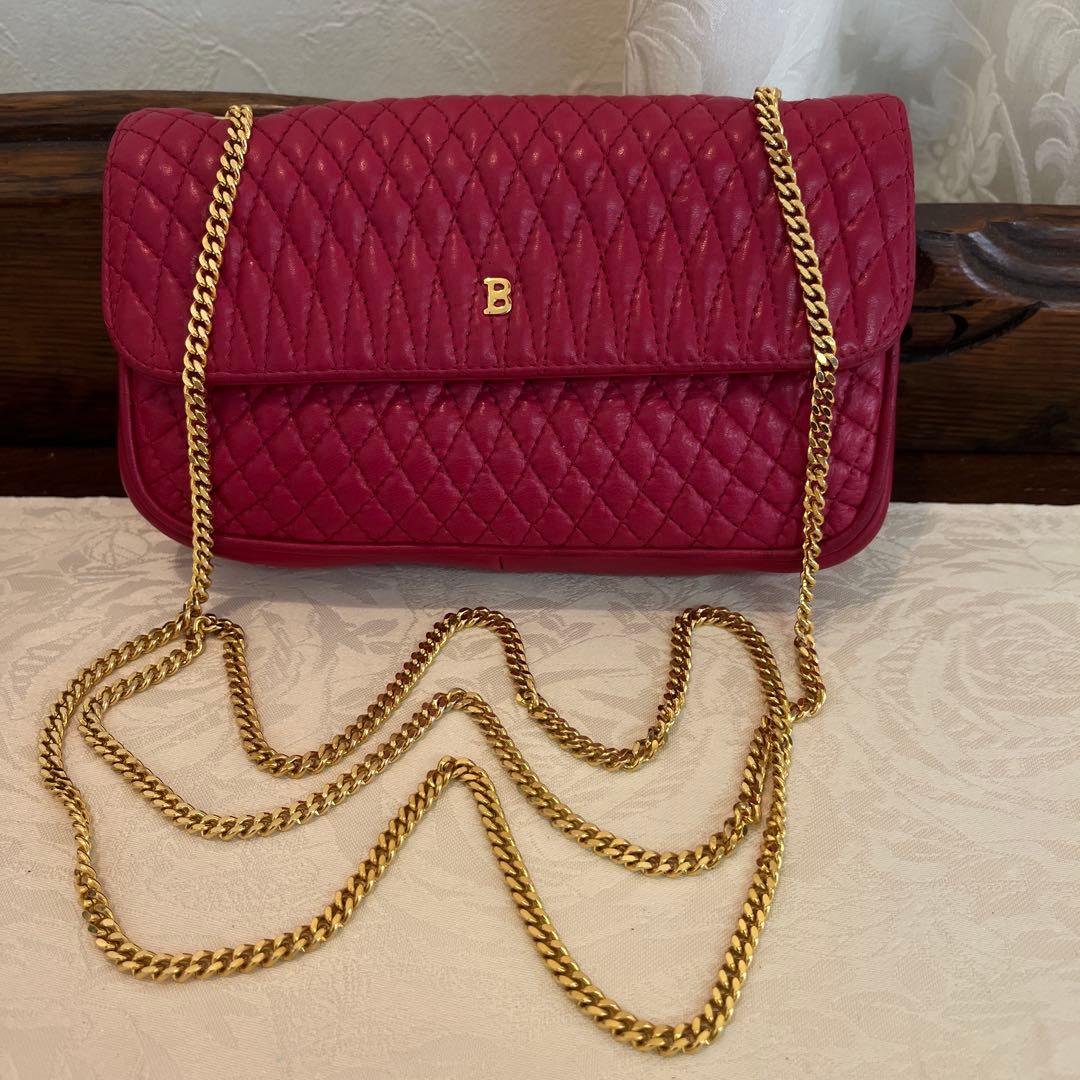 BALLY バリー ヴィンテージ キルティングショルダーバッグ ゴールドチェーン