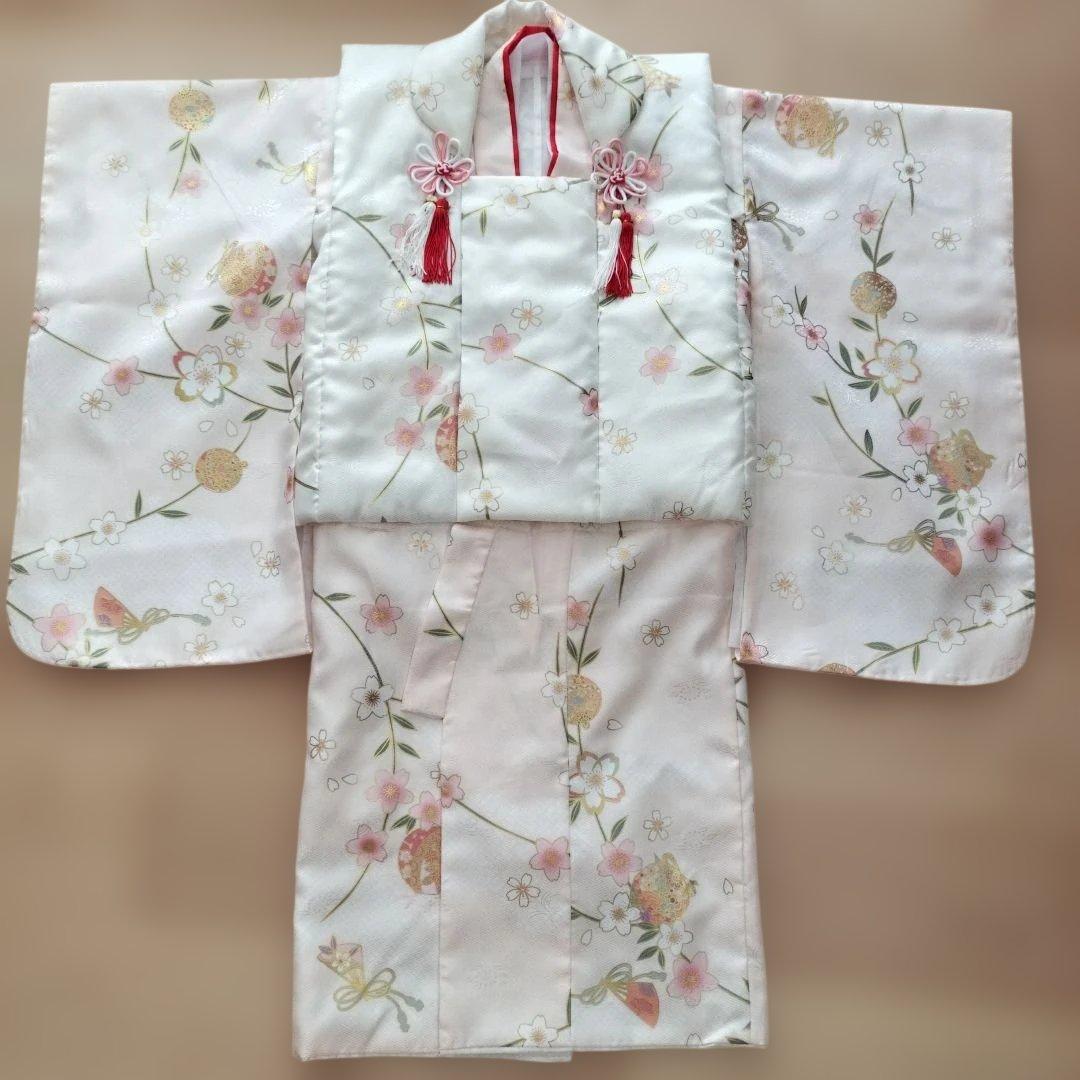 七五三 3歳 女の子 着物 被布 淡桃の恋詩 くすみカラー キョウエツ