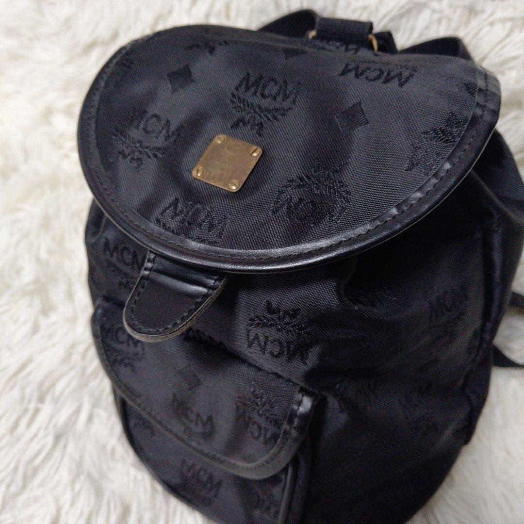 良品 ✨️ MCM ミニリュック ナイロン✕レザー 黒 シャドーロゴ