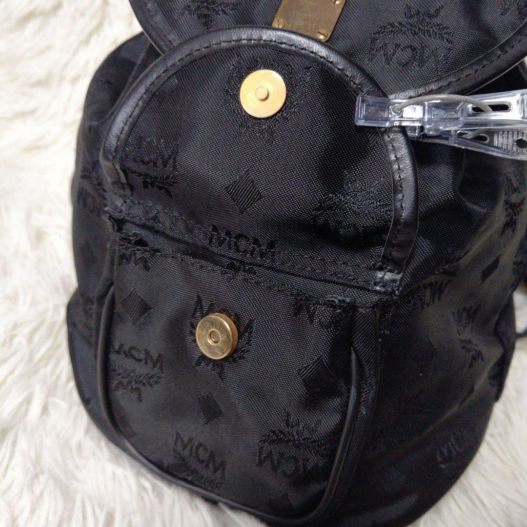 良品 ✨️ MCM ミニリュック ナイロン✕レザー 黒 シャドーロゴ