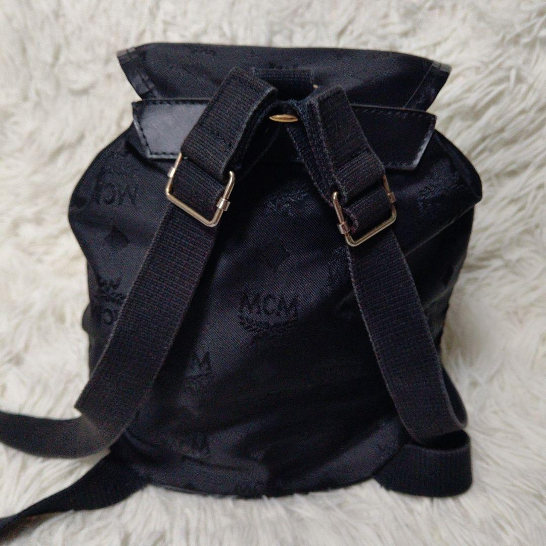 良品 ✨️ MCM ミニリュック ナイロン✕レザー 黒 シャドーロゴ
