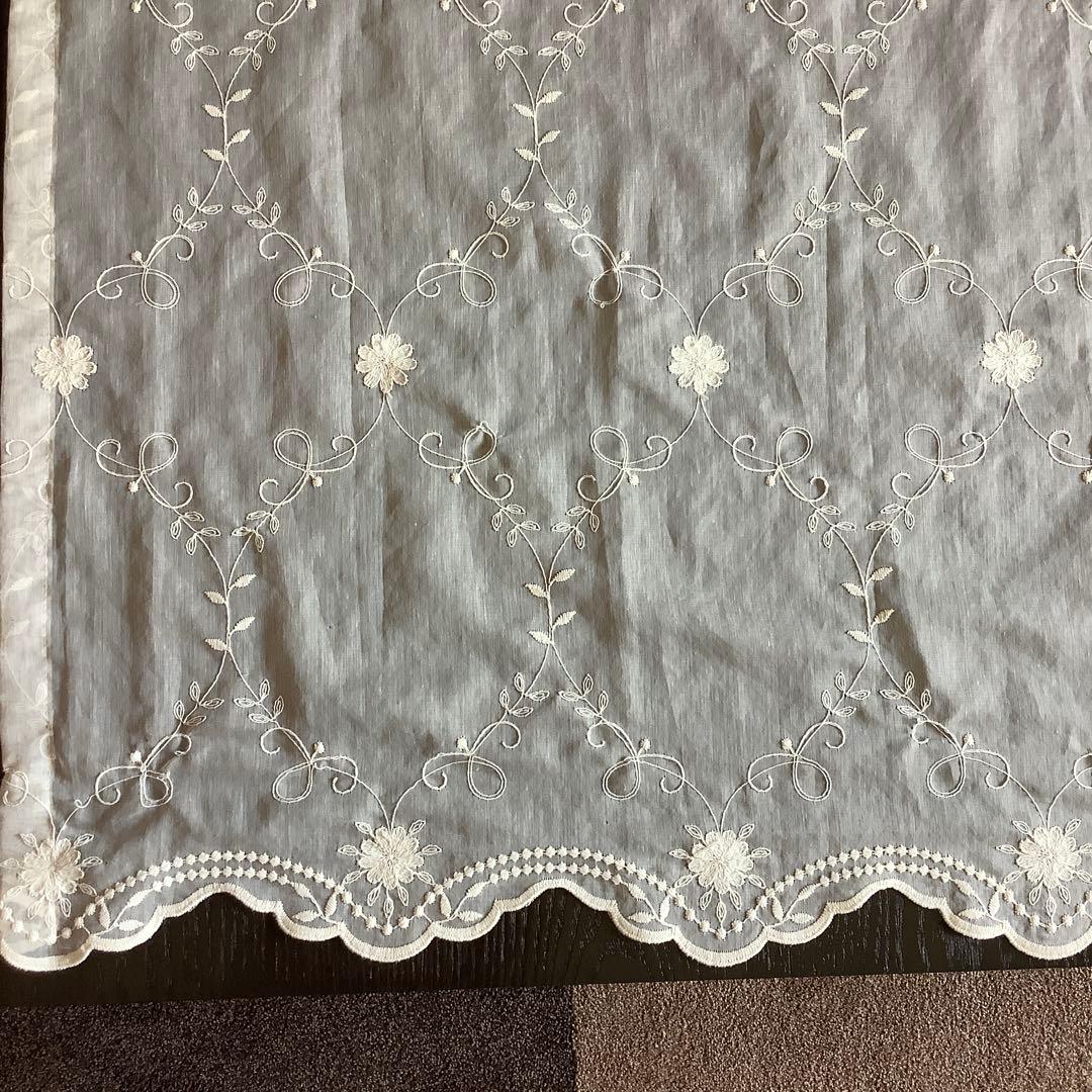 大塚家具 ドレープ&レース刺繍付きカーテン 4枚セット約93✖️213