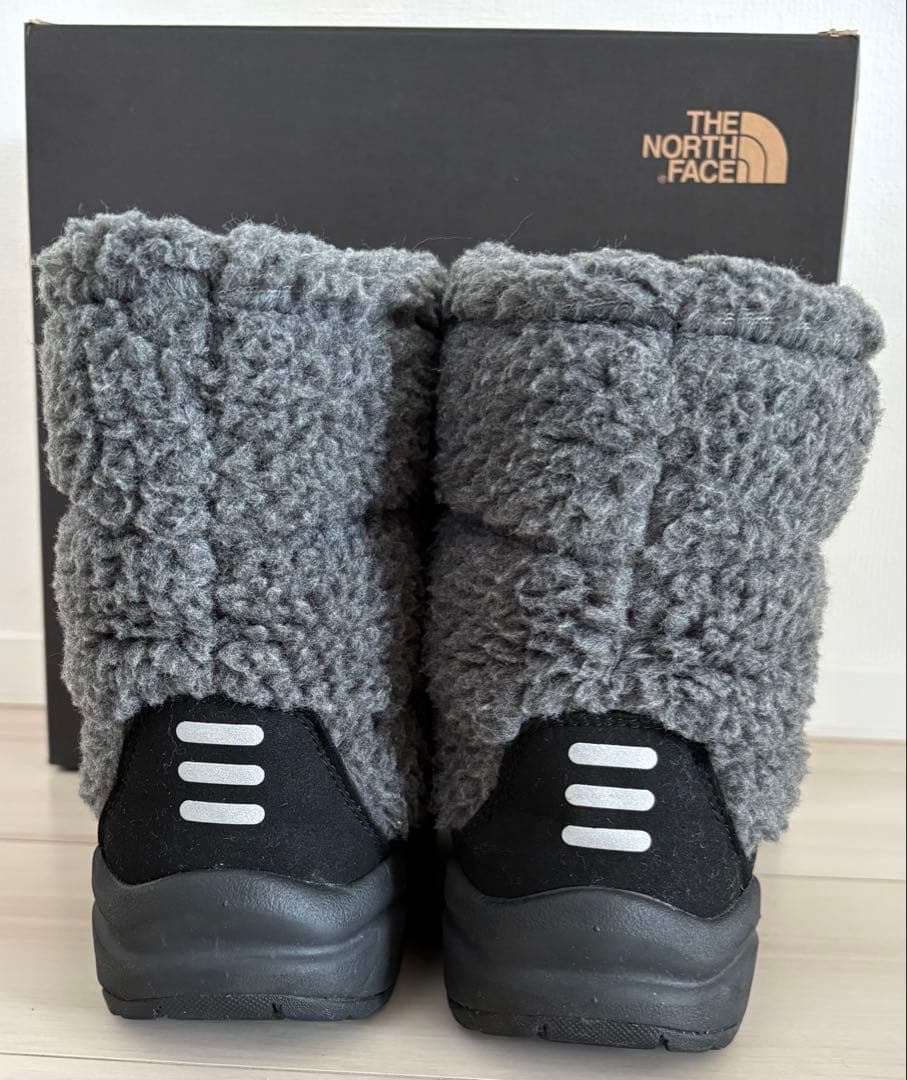 美品 ノースフェイス ボア ブーツ 21cm ヌプシ 黒 グレー ロゴ