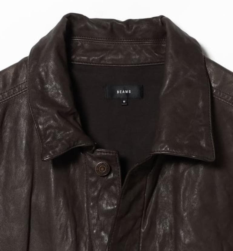 メンズ ワイドショートフィット シープレザー ジャケット