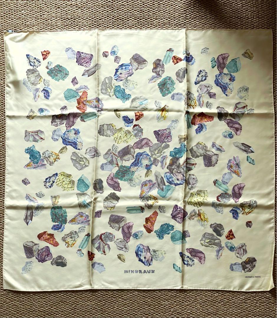 希少HERMES MINERAUX 鉱石柄 カレスカーフ✴︎コレクターズアイテム