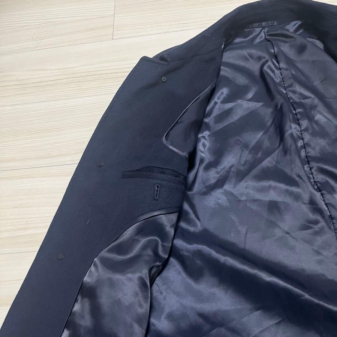 【カシミヤ100%×M.T.LEGEND】マキシ丈比翼チェスターコート 濃紺 L