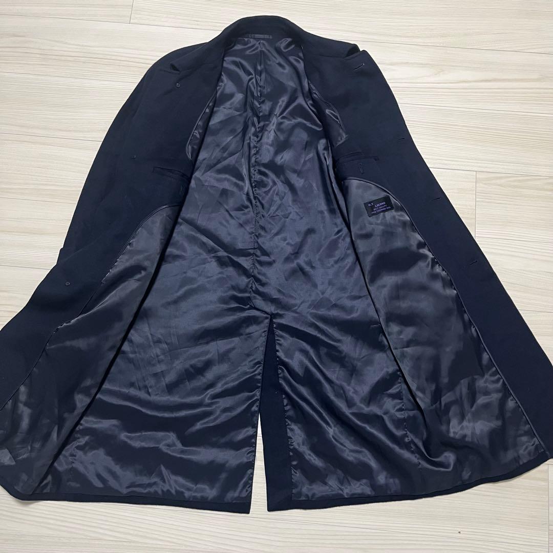 【カシミヤ100%×M.T.LEGEND】マキシ丈比翼チェスターコート 濃紺 L