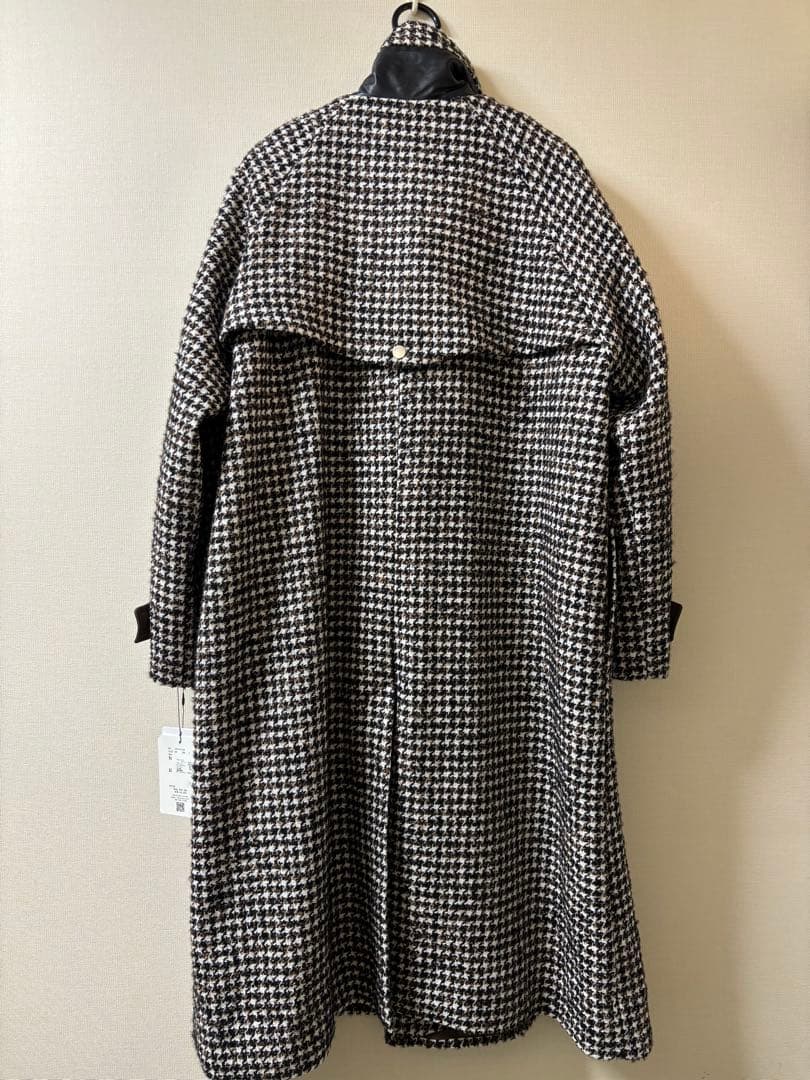 【新品】Lallia Mu ラリアムー　スタンドカラーチェックロングコート黒色