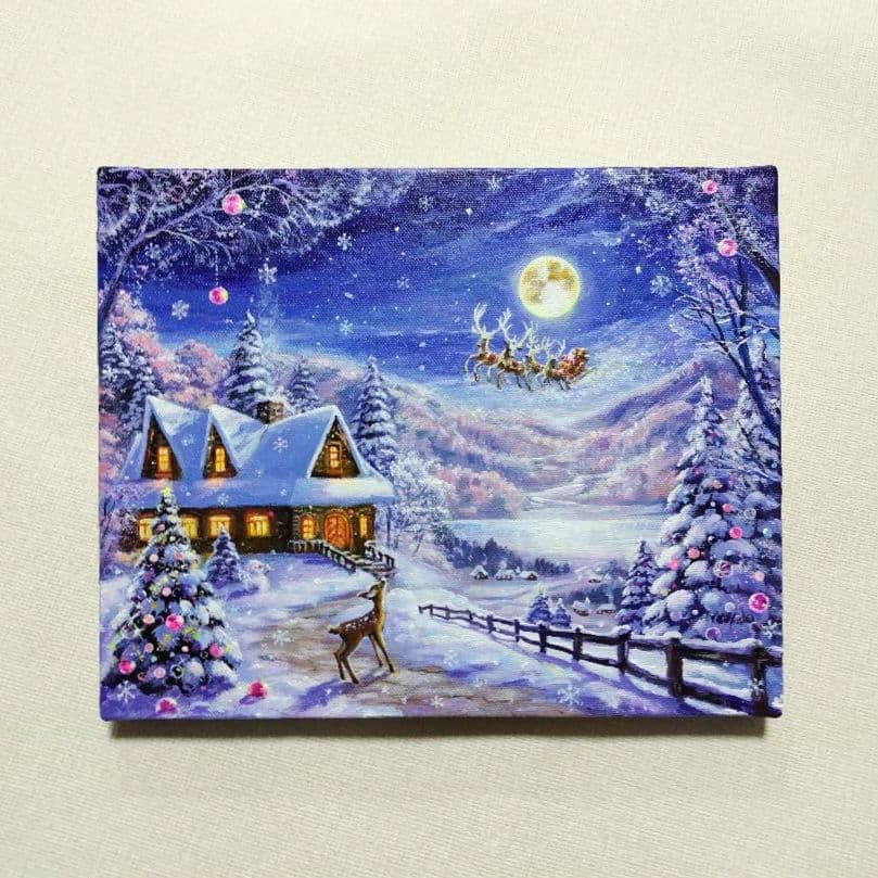 ぷ*あ様 【夜空を眺めて】アクリル画 F3 風景画 絵画 ぷ*あ様 【夜空を