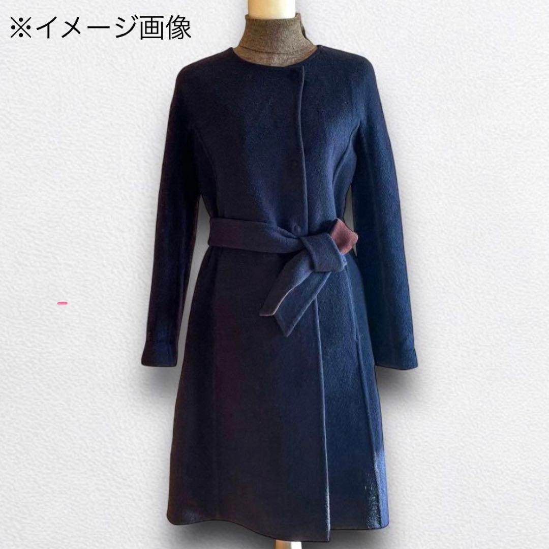 アナイ ノーカラー ウール リバーコート ベルテッドコート ロング 羽織り 38