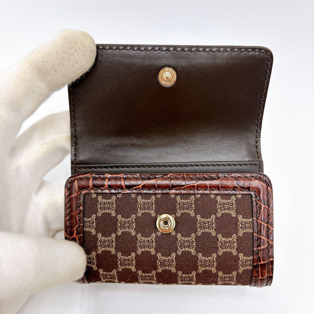 新品同様 ＊ CELINE セリーヌ マカダム キャンバス 6連キーケース 茶色