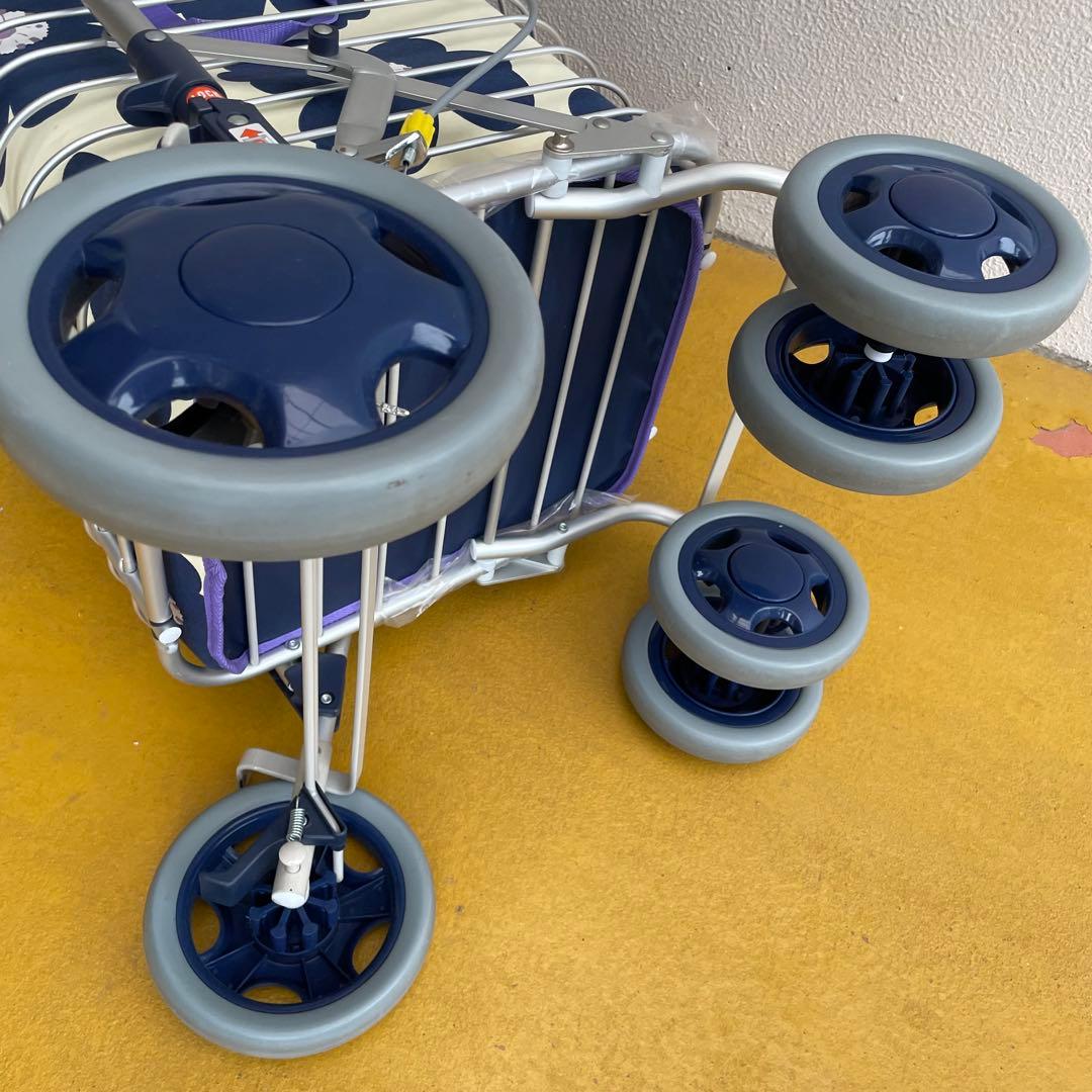 ユーバー産業　アルミワイヤーカート　ショッピングカート　花柄　シルバーカー