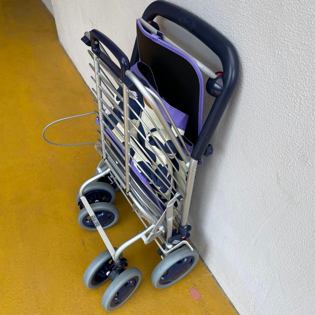 ユーバー産業　アルミワイヤーカート　ショッピングカート　花柄　シルバーカー