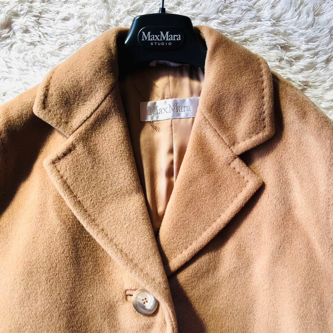 希少42大きめ✨美品 マックスマーラ アイコンコート カシミヤ キャメル 白タグ