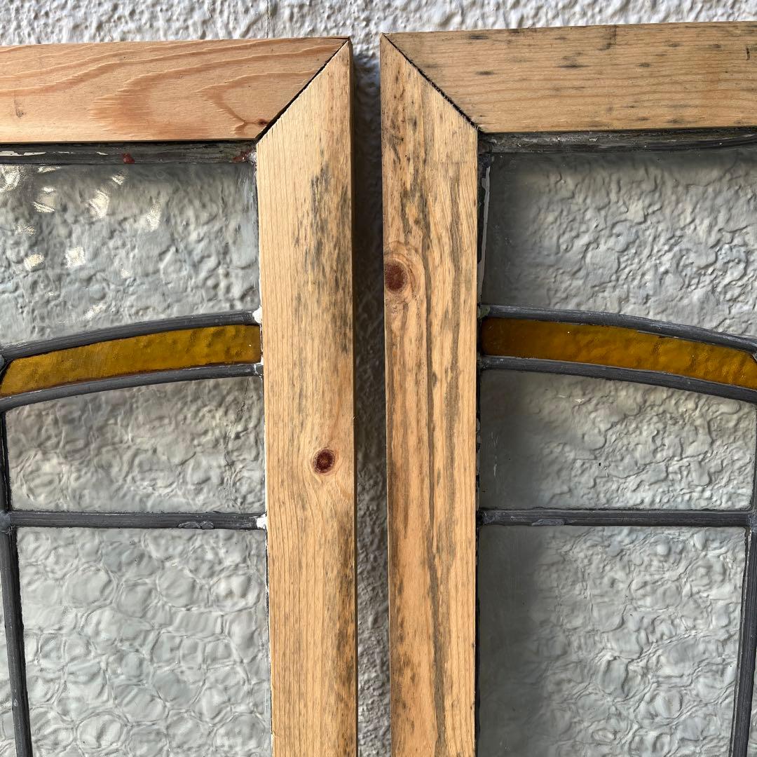 【直接引き取りも可】イギリス輸入品　アンティークのステンドグラス　2枚セット