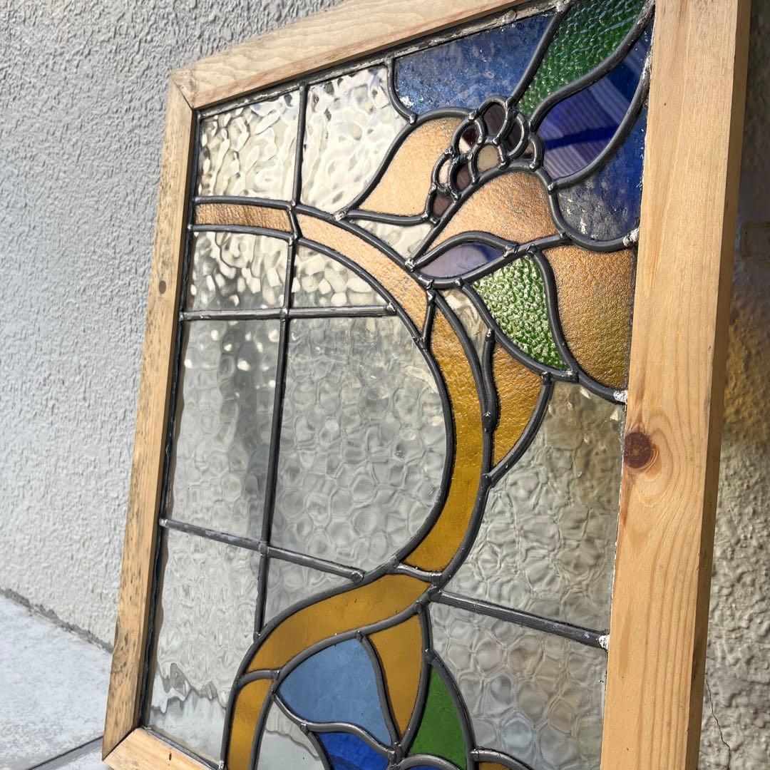 【直接引き取りも可】イギリス輸入品　アンティークのステンドグラス　2枚セット