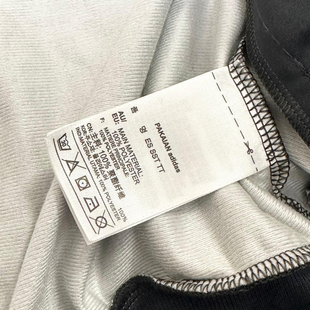 adidas トラックジャケット 英字 シルバー ブラック 総柄 サイズ4XO