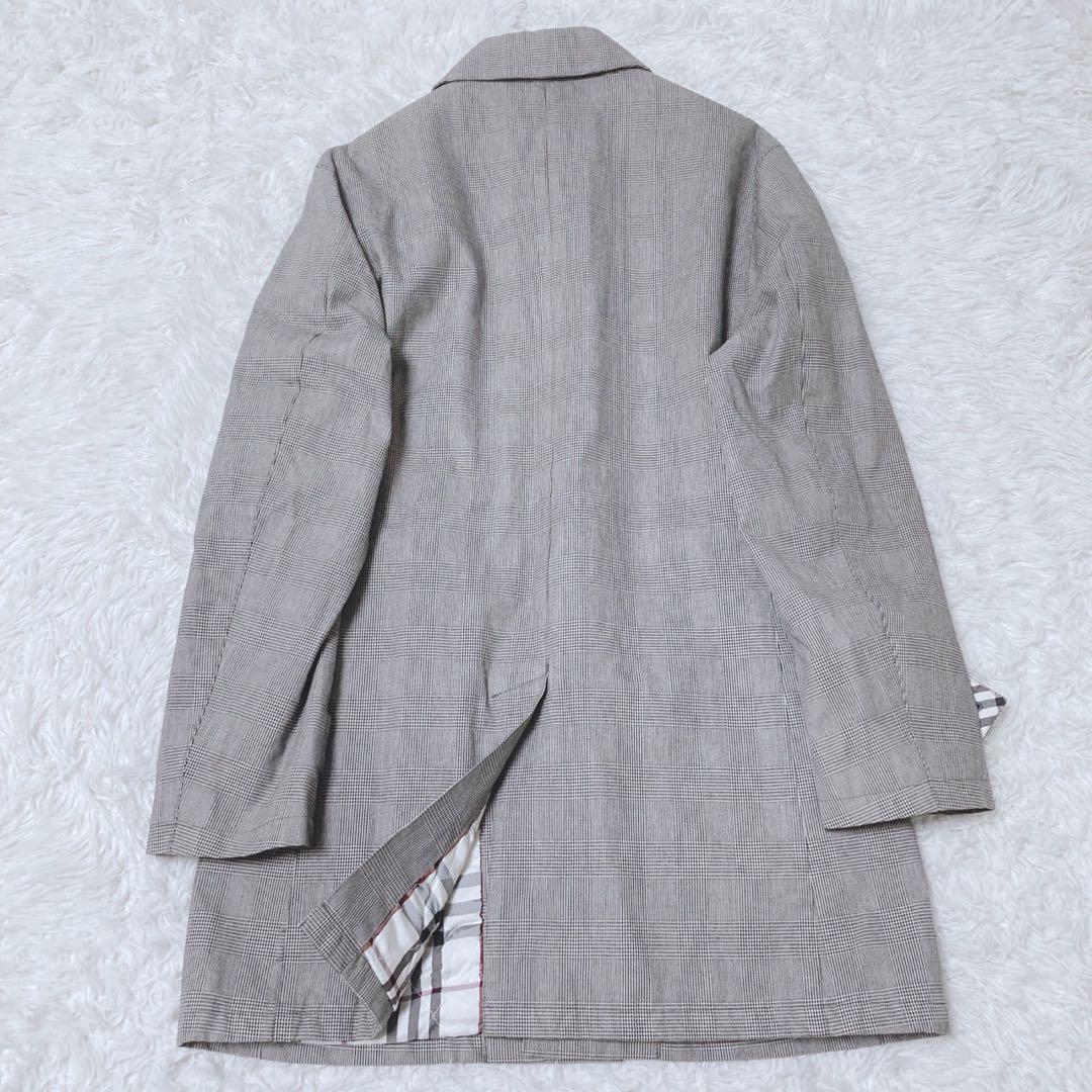 バーバリーブラックレーベル　ステンカラーコート　千鳥格子　裏地　ノバチェック　M