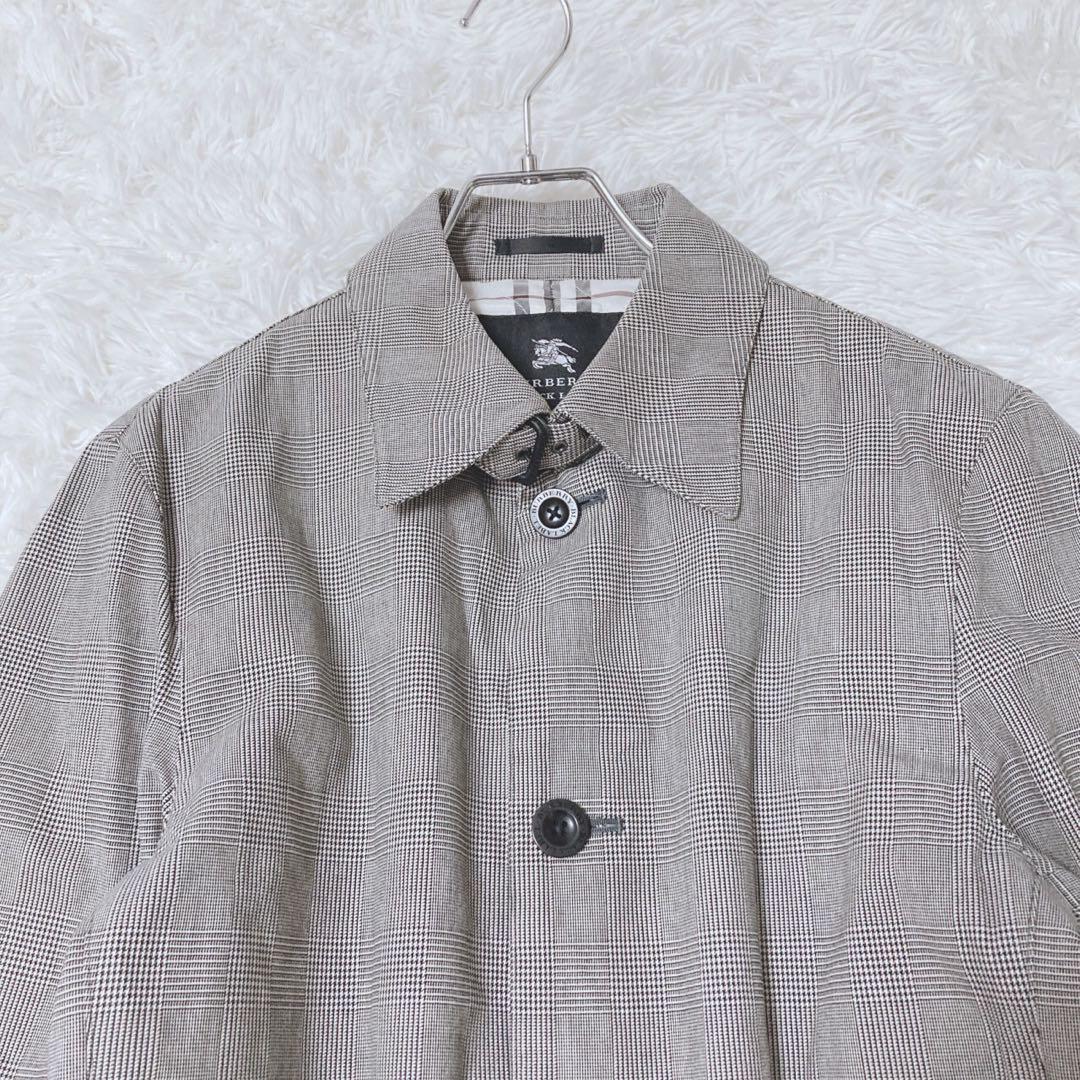 バーバリーブラックレーベル　ステンカラーコート　千鳥格子　裏地　ノバチェック　M