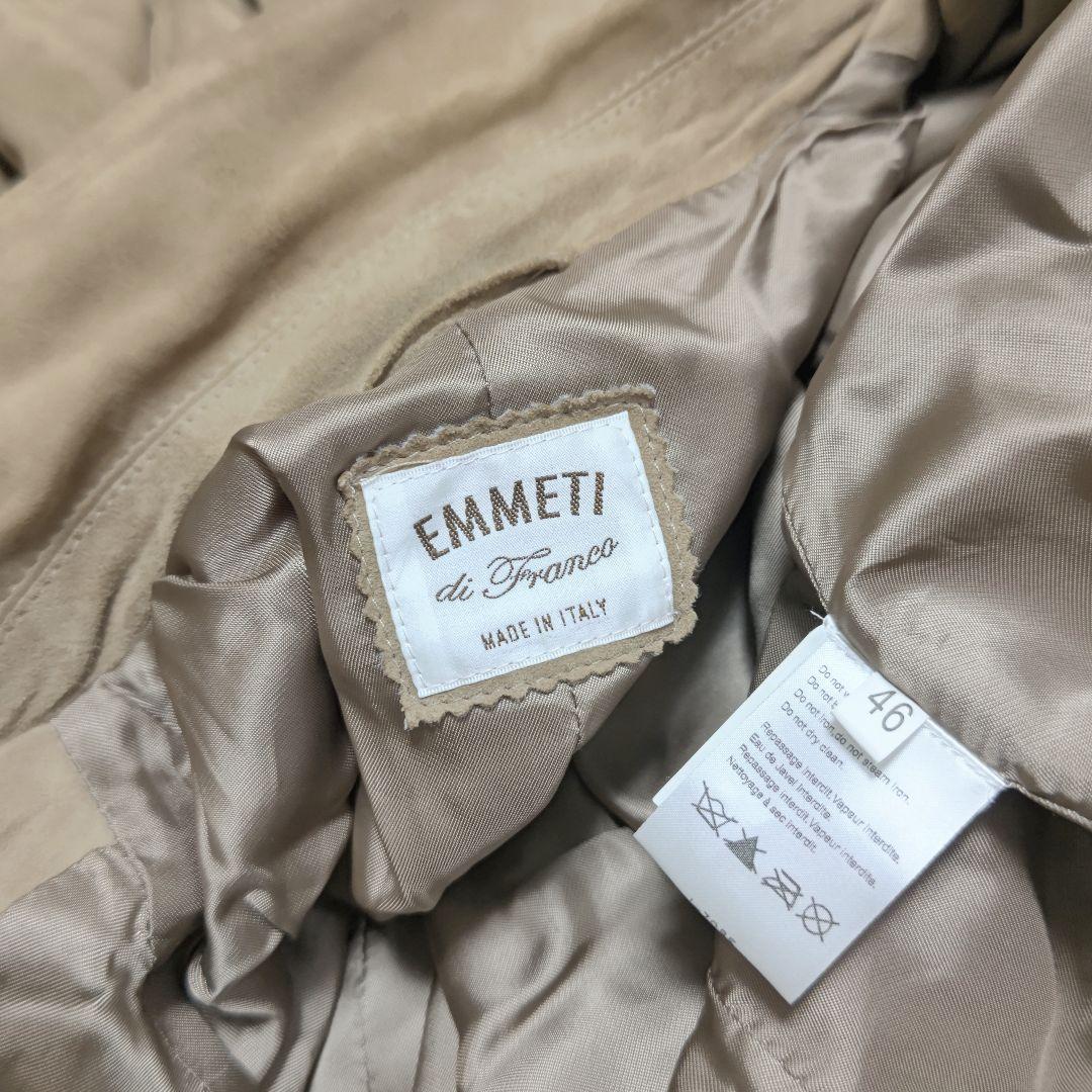 エンメティEMMETIゴートスキンレザーやぎ革ダブルチェスタートレンチコート46