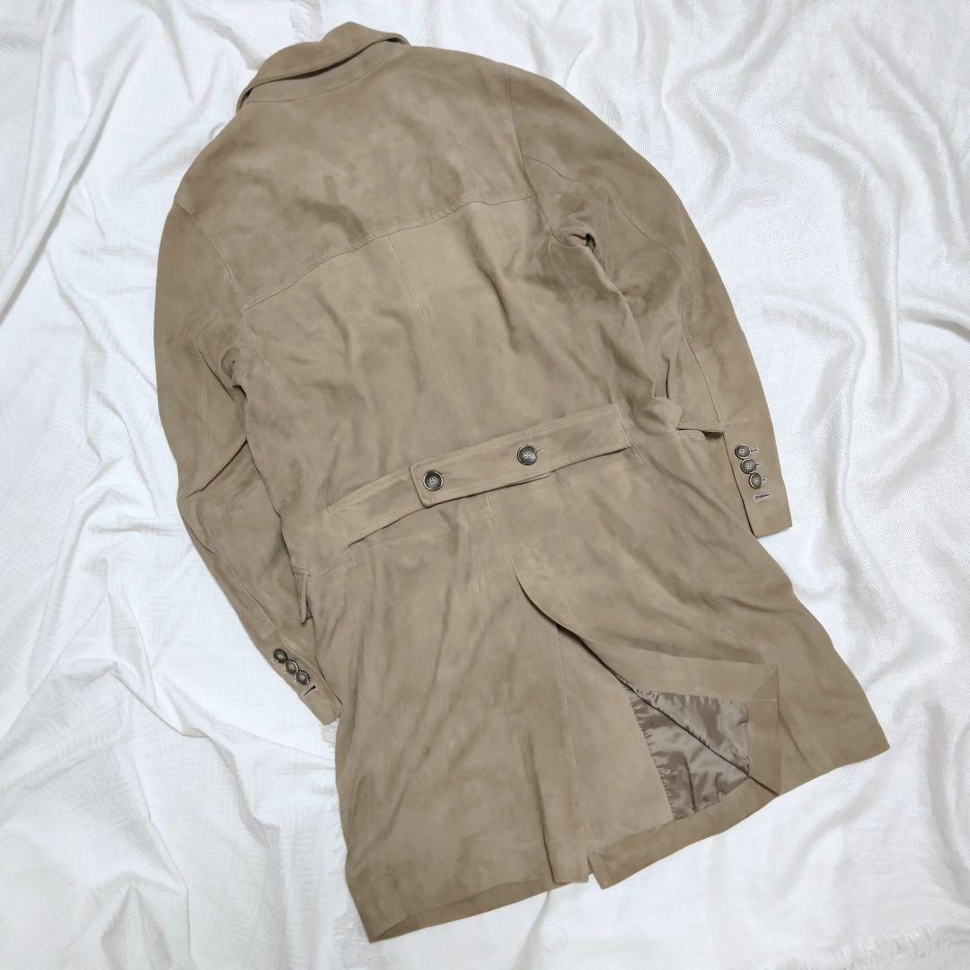 エンメティEMMETIゴートスキンレザーやぎ革ダブルチェスタートレンチコート46