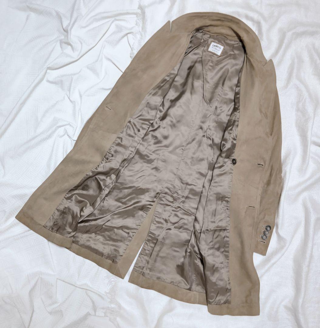 エンメティEMMETIゴートスキンレザーやぎ革ダブルチェスタートレンチコート46